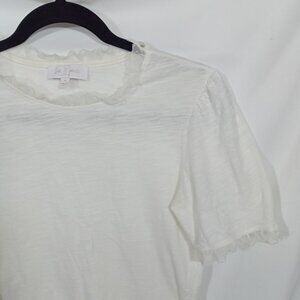 Love & Piece Top Womens Medium Lightweight T Shirt Frilly Short Sleeve Summer